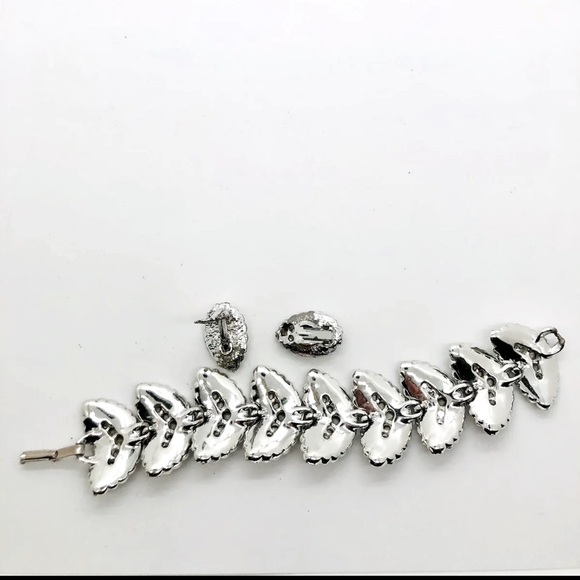 Vintage Deco blue AB rhinestone bracelet Demi set - Picture 3 of 11